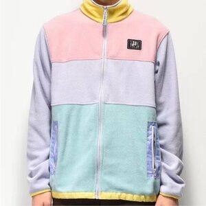 Teddy Fresh Pastel Color Block Fleece Full Zip Jacket Small Outdoor Unisex